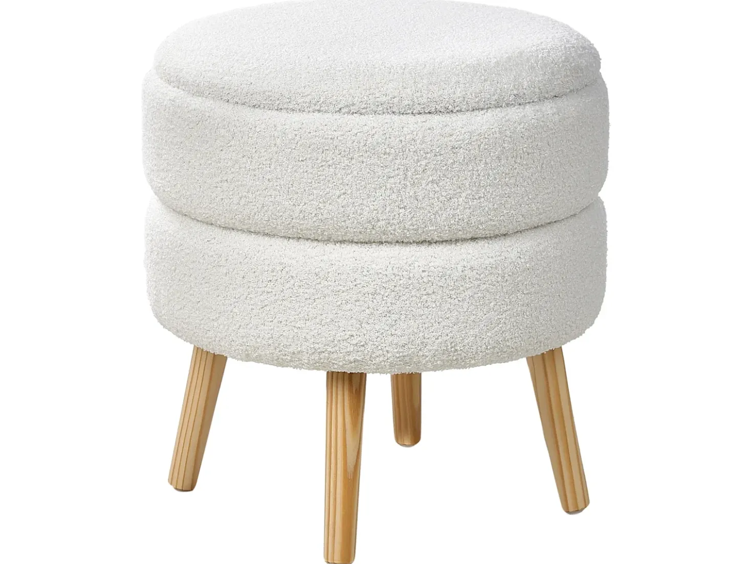 Sgabello contenitore OKATON Bouclé Bianco