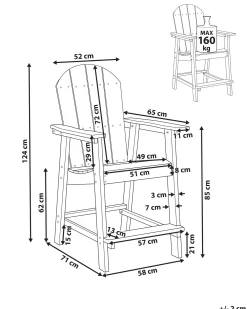 Sgabello da bar da giardino ADIRONDACK Materiale sintetico Grigio scuro