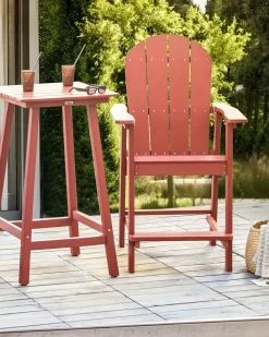 Sgabello da bar da giardino ADIRONDACK Materiale sintetico Rosso
