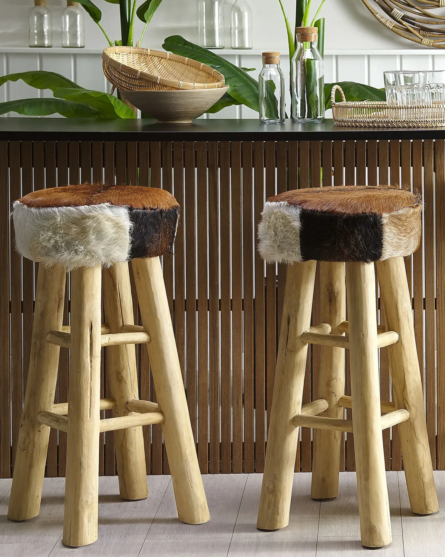 Sgabello da bar WALTON Pelle naturale Marrone