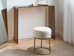 Sgabello DELCO Velluto Beige chiaro