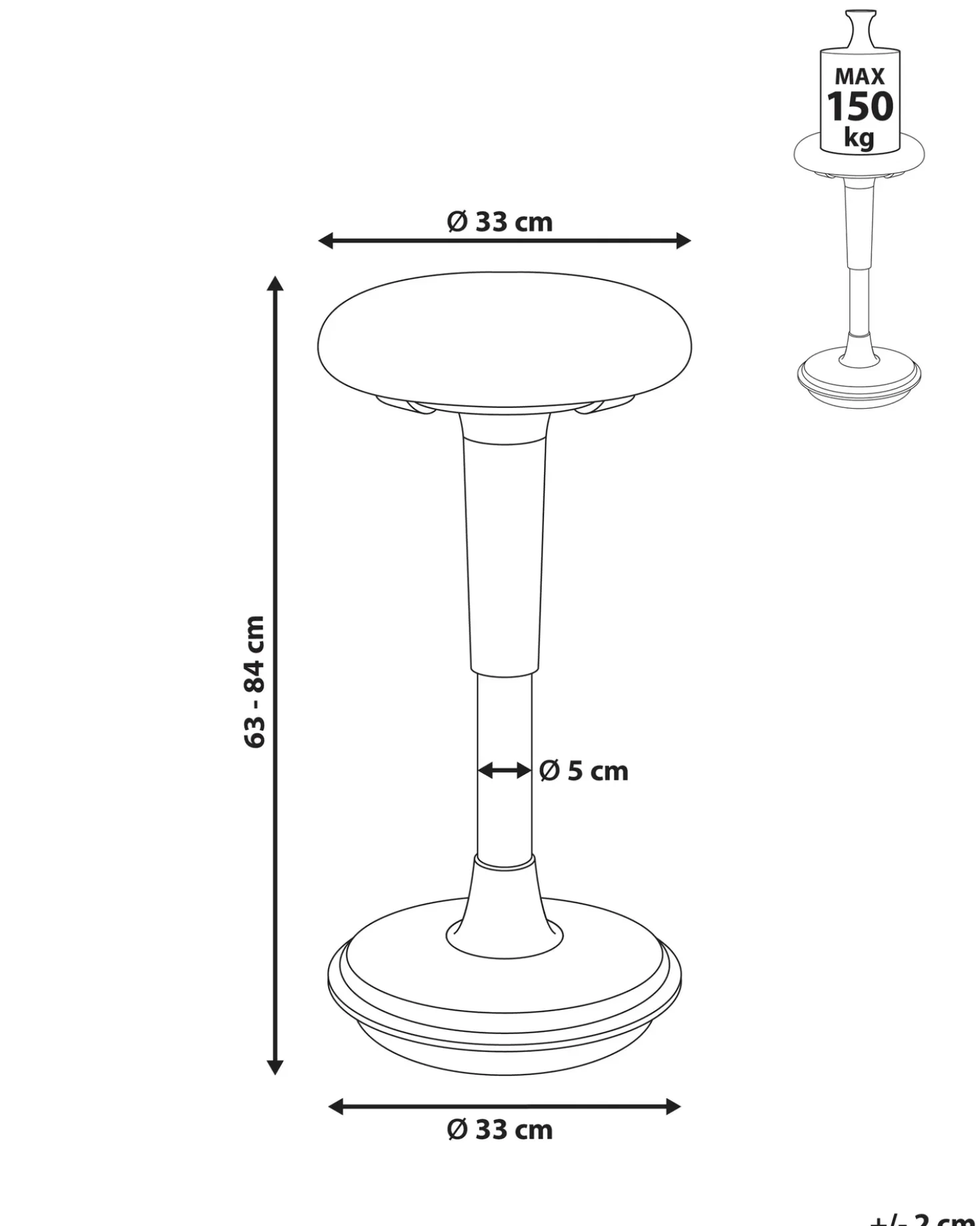 Sgabello ergonomico oscillante ESTELL Tessuto Nero
