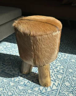 Sgabello KENT Pelle naturale Marrone dorato