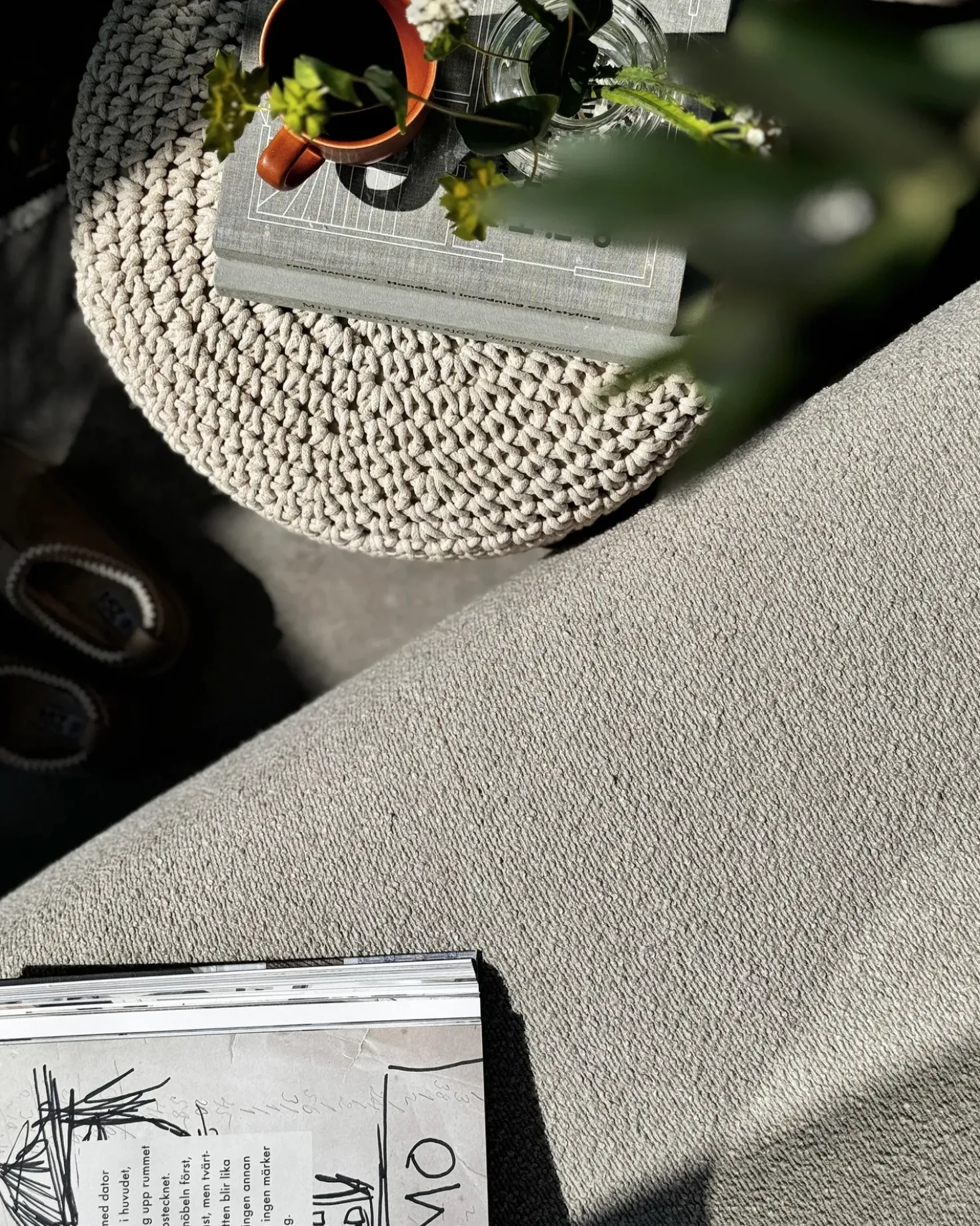 Sgabello Macramè MARDAN Cotone Beige