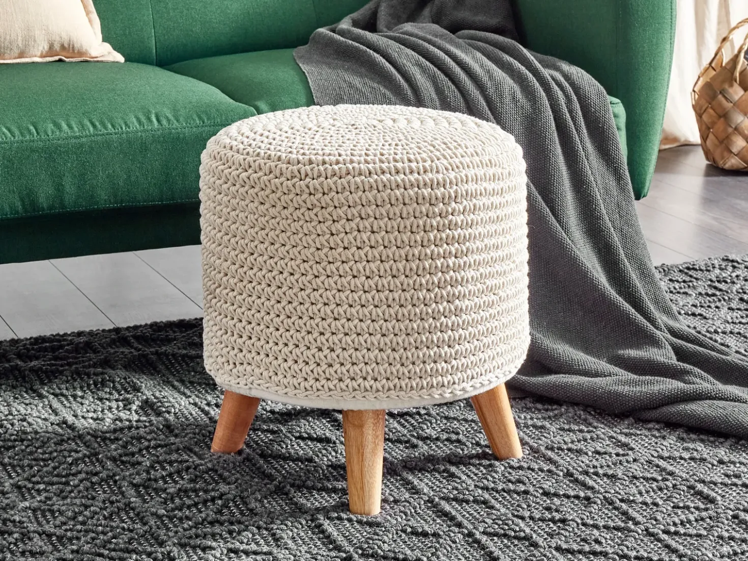 Sgabello Macramè MARDAN Cotone Beige
