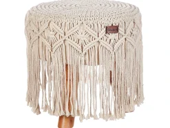 Sgabello Macramè NAWABAD Cotone Beige