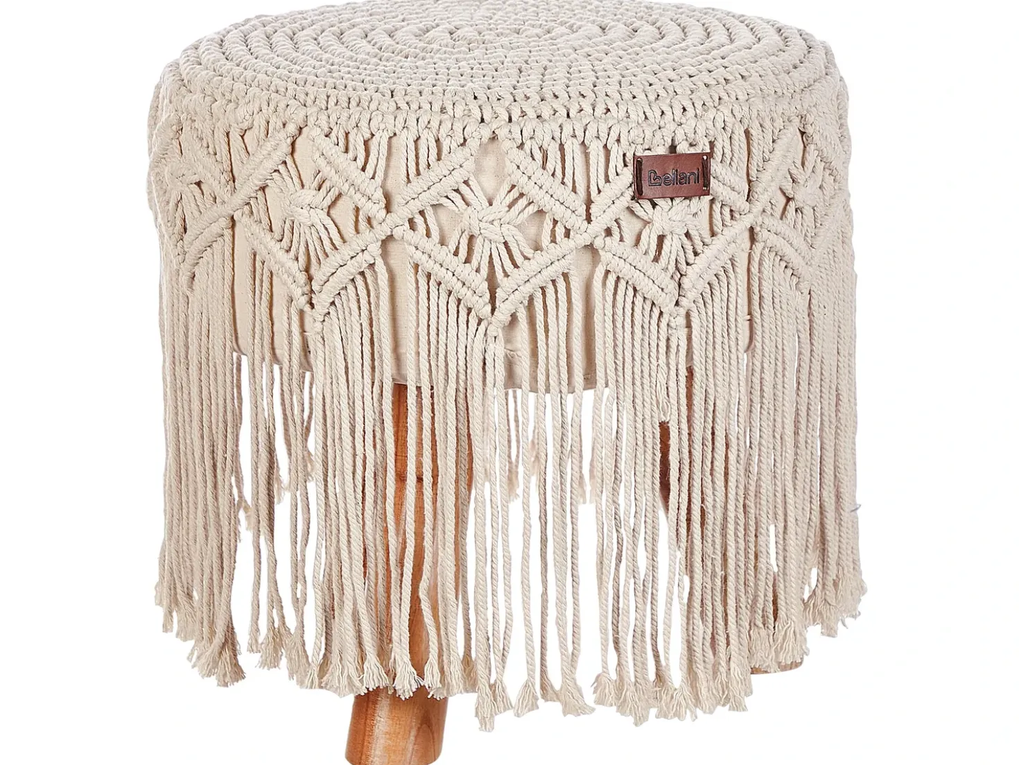 Sgabello Macramè NAWABAD Cotone Beige