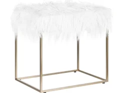 Sgabello MANHATTAN Finta pelliccia Bianco