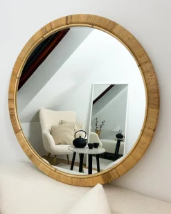Specchio ANLEZY 80 cm 80 cm Rattan Naturale