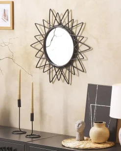 Specchio AROEK 61 cm 61 cm Rattan Nero