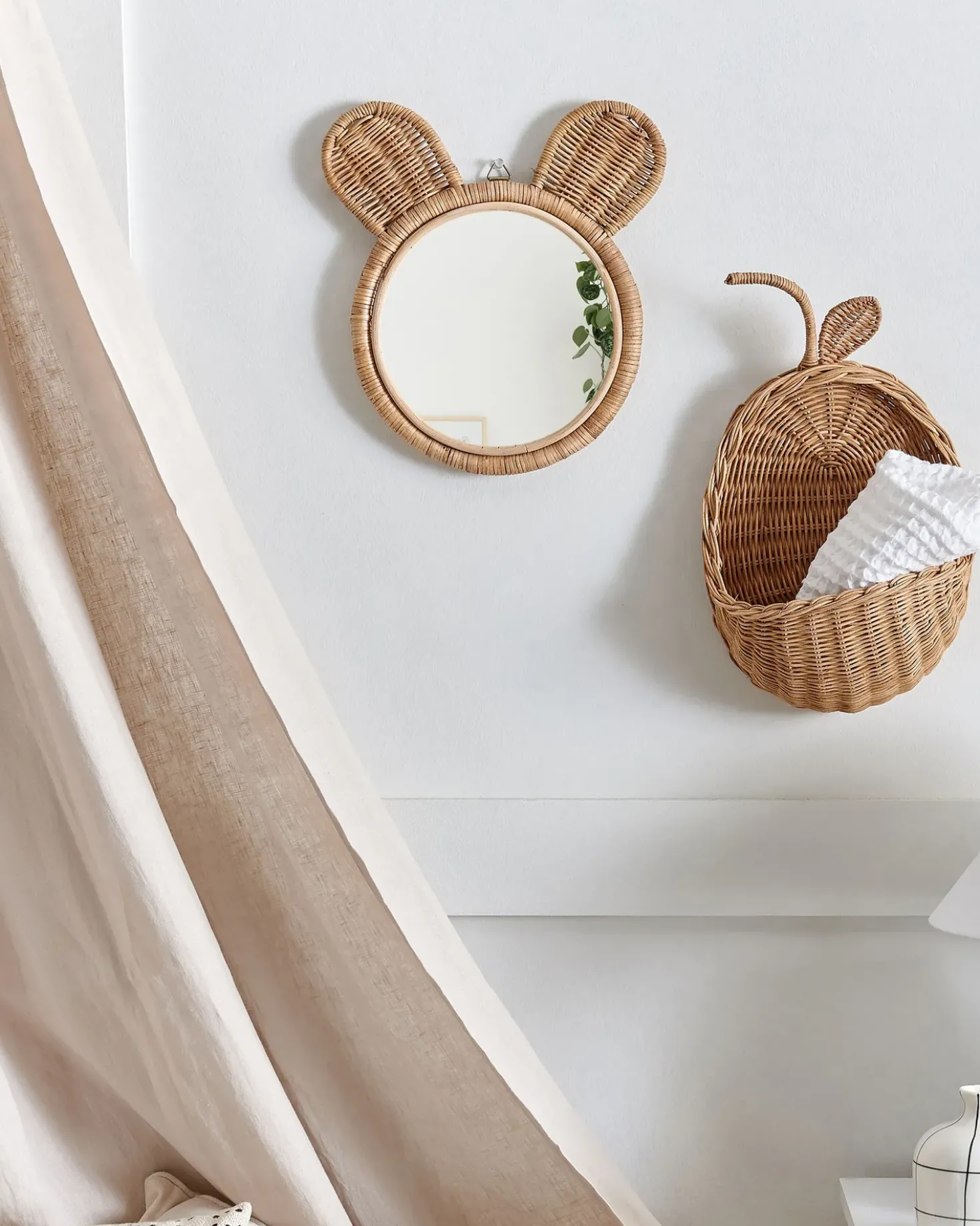 Specchio ASHANTI 30 cm 33 cm Rattan Naturale