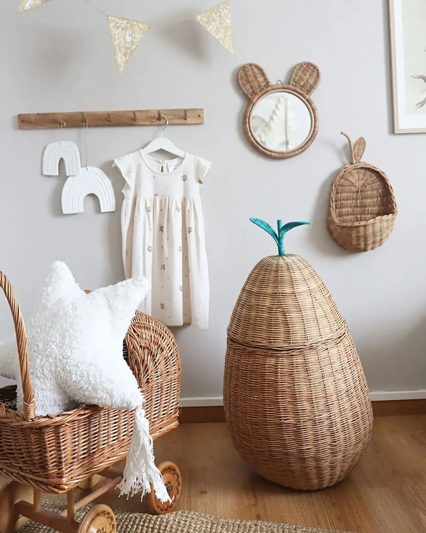 Specchio ASHANTI 30 cm 33 cm Rattan Naturale