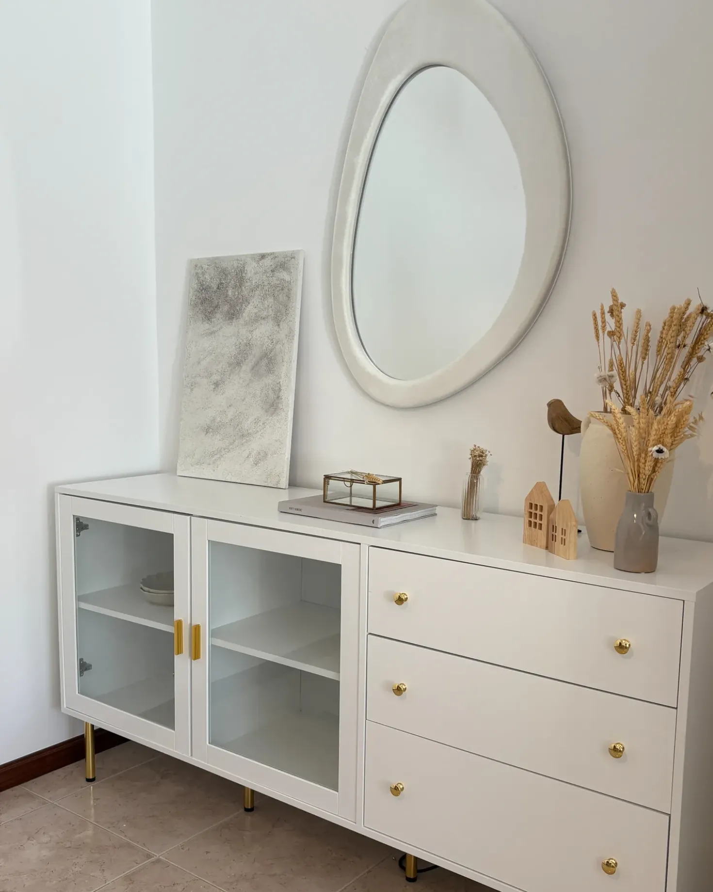 Specchio AUDES 60 cm 90 cm Velluto Bianco sporco