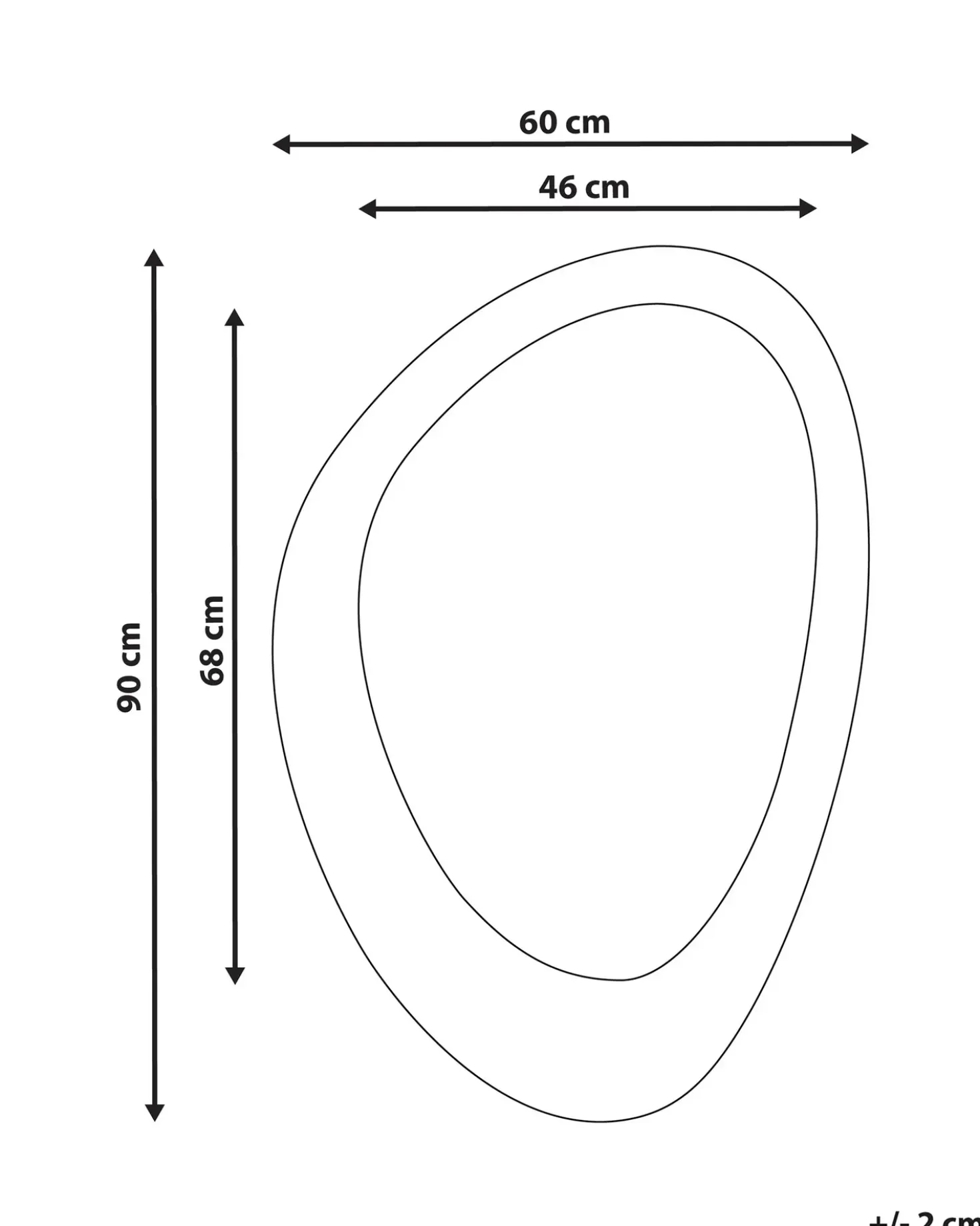Specchio AUDES 60 cm 90 cm Velluto Bianco sporco