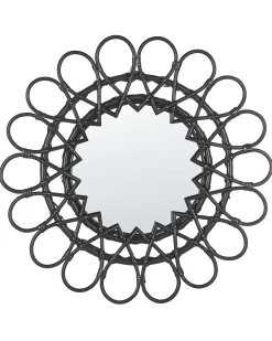 Specchio BABAI 60 cm 60 cm Rattan Nero