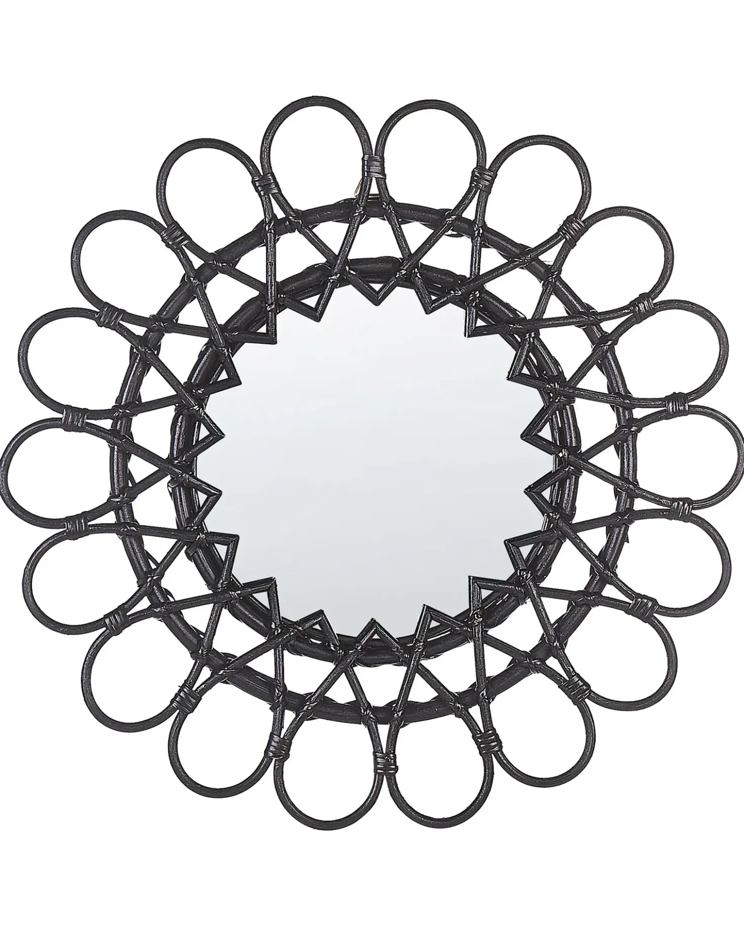 Specchio BABAI 60 cm 60 cm Rattan Nero