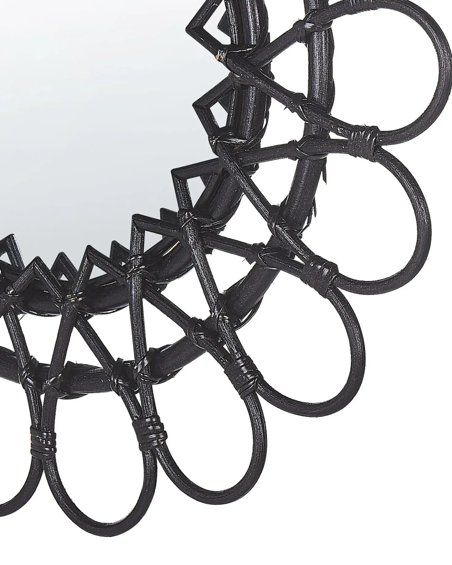 Specchio BABAI 60 cm 60 cm Rattan Nero