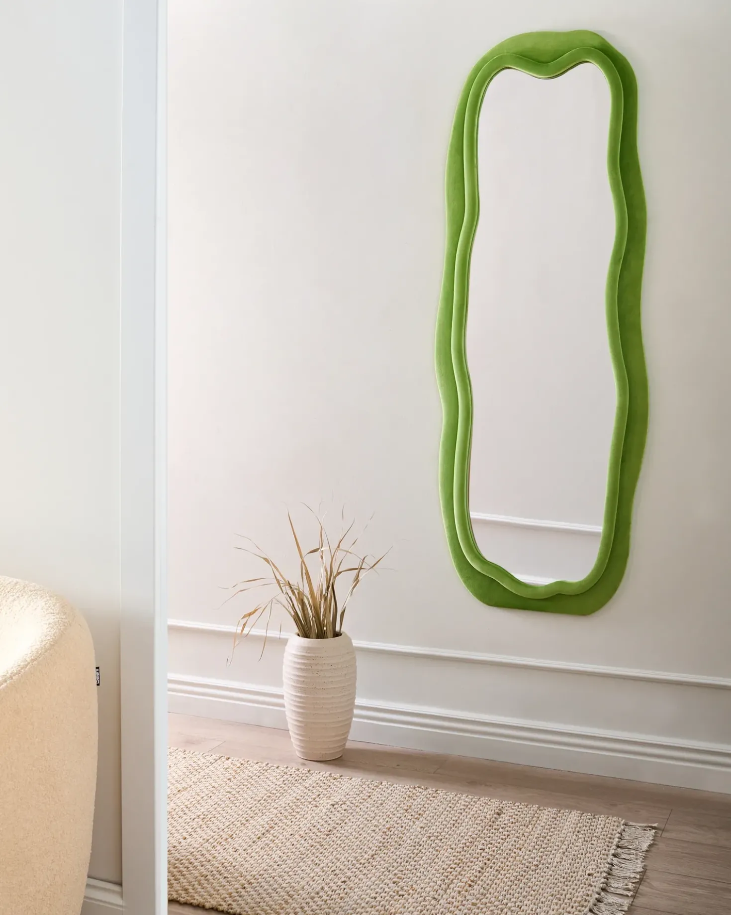 Specchio BEAUNE 56 cm 160 cm Velluto Verde