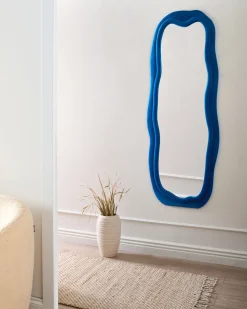 Specchio BEAUNE 56 cm 160 cm Velluto Blu