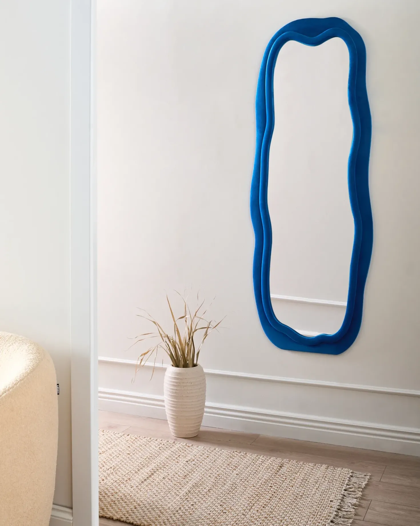 Specchio BEAUNE 56 cm 160 cm Velluto Blu