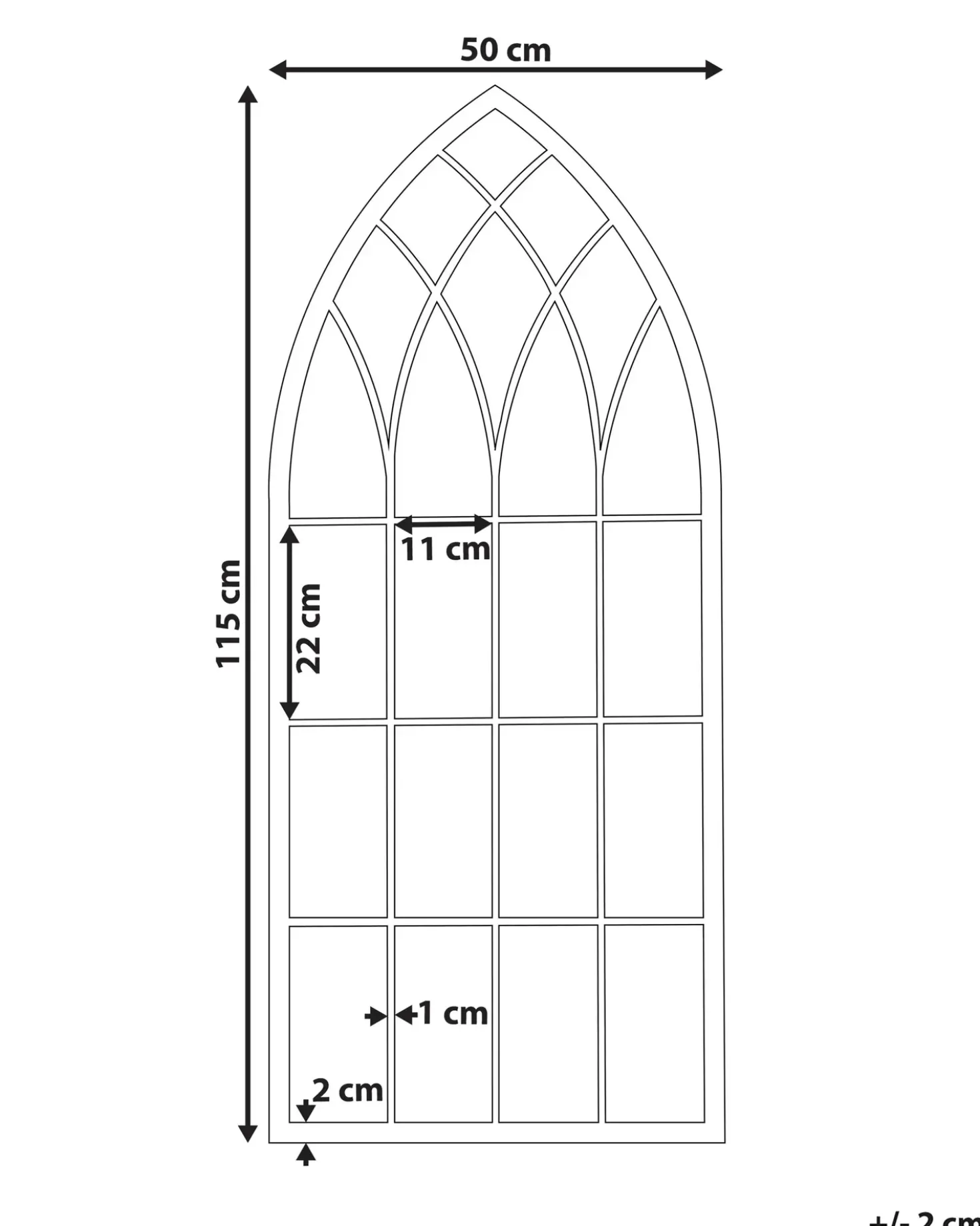 Specchio CASSEL 50 cm 115 cm Metallo Grigio chiaro