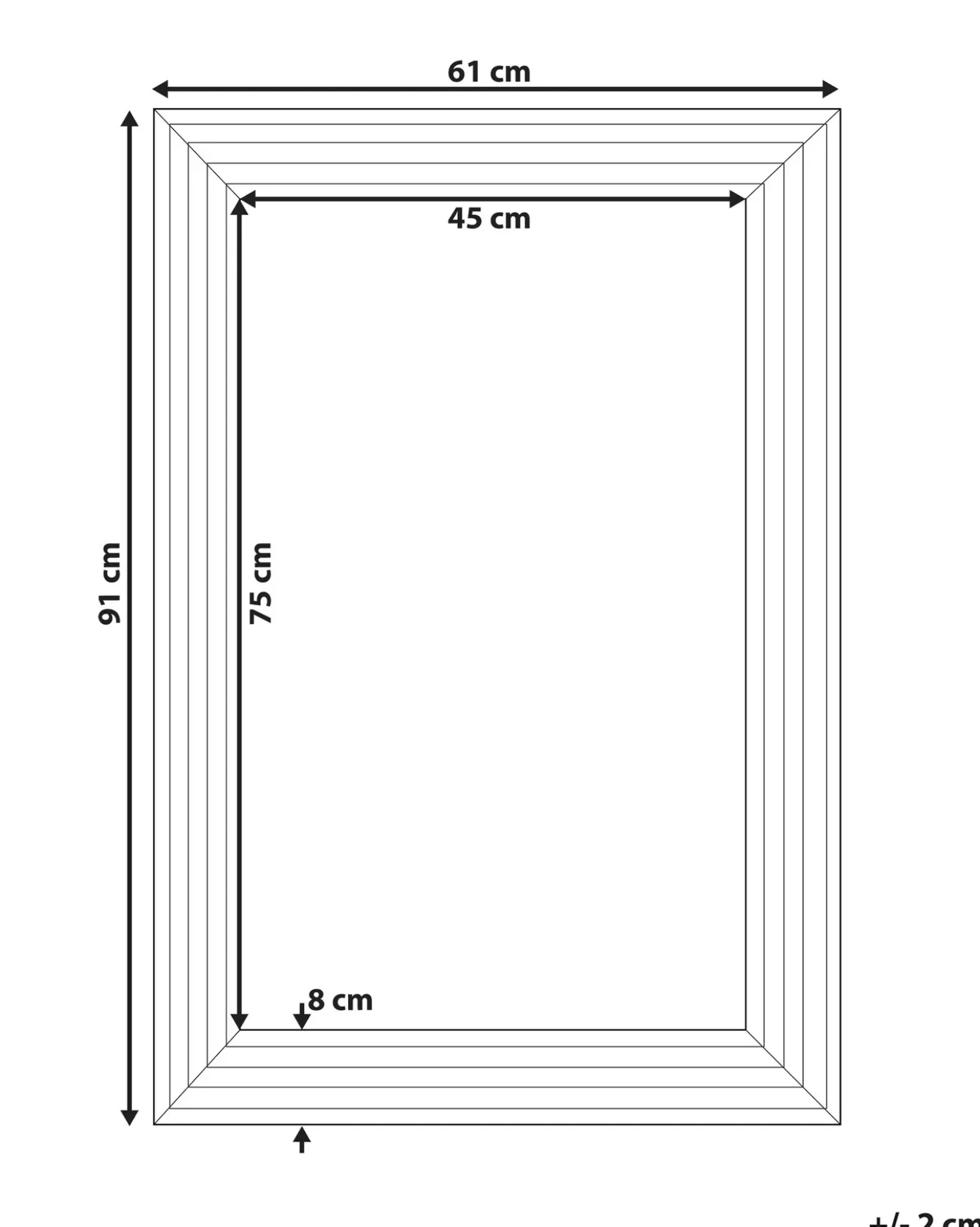 Specchio CHATAIN 61 cm 91 cm Argento