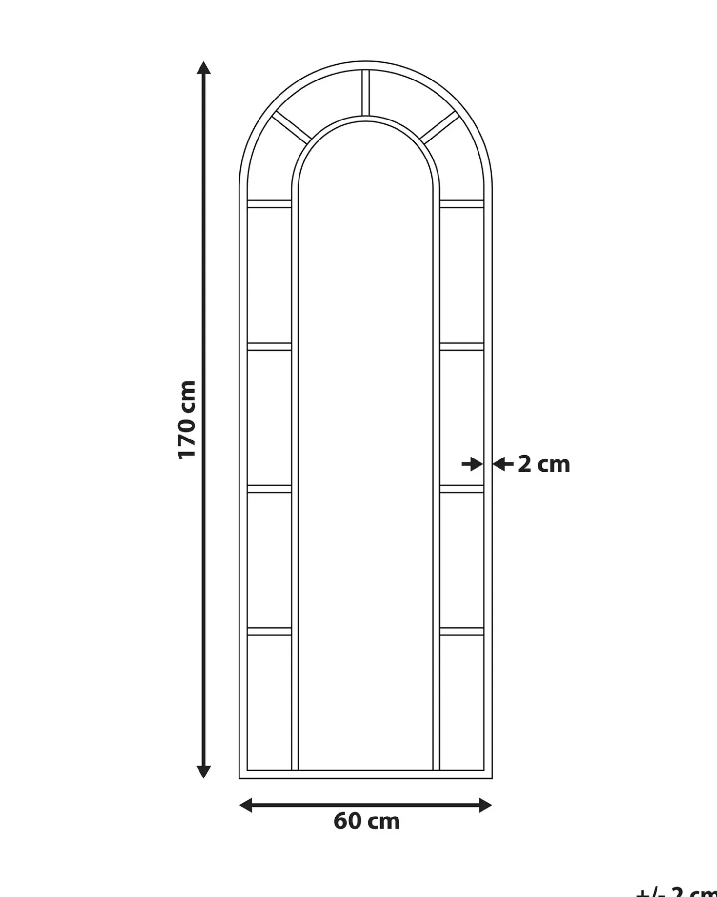 Specchio CROSSES 60 cm 170 cm Metallo Nero