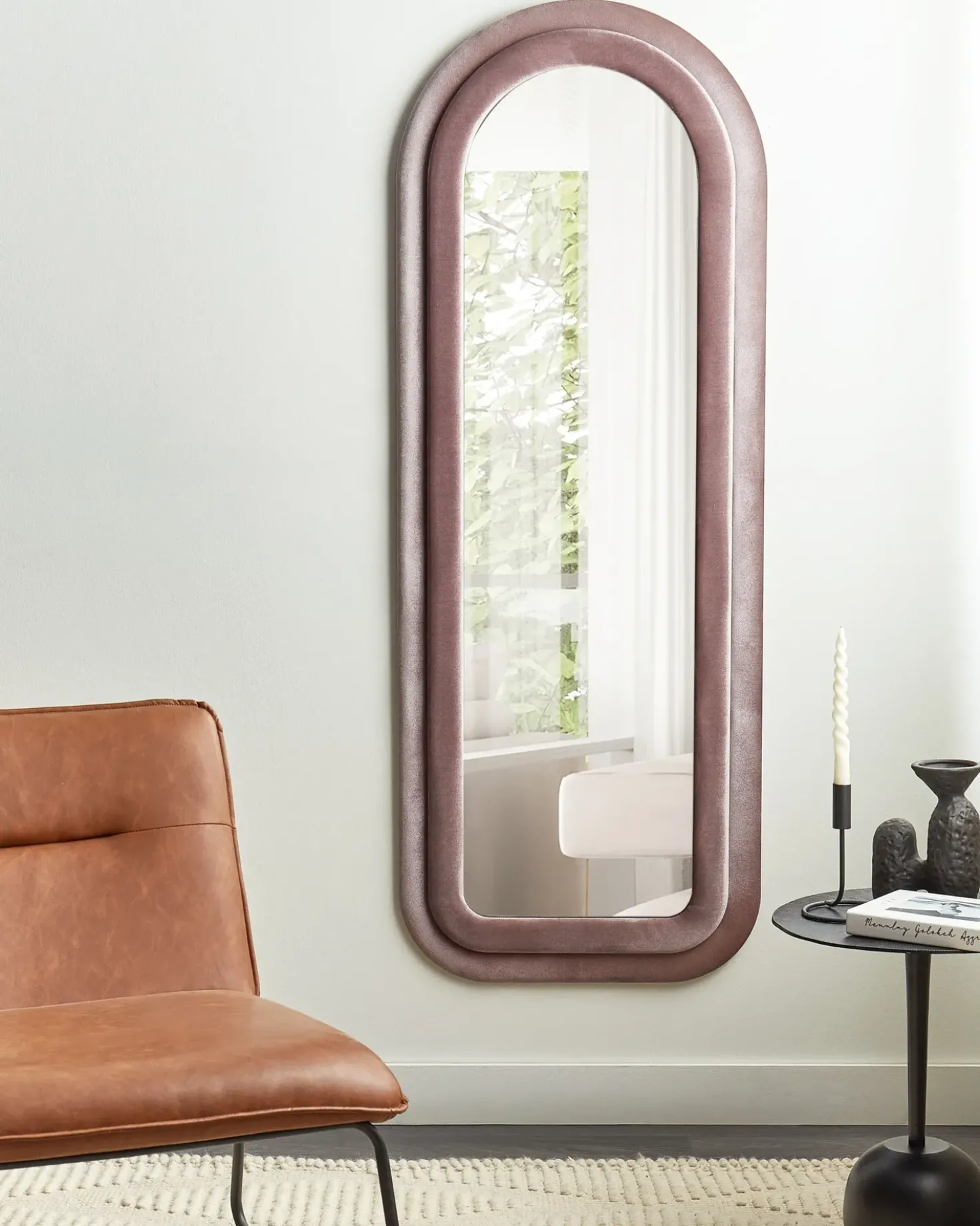 Specchio CULAN 60 cm 160 cm Velluto Rosa