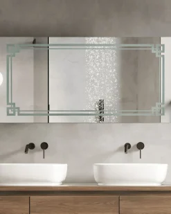 Specchio da bagno con luce LED AVRANCHES 120 cm 60 cm Argento