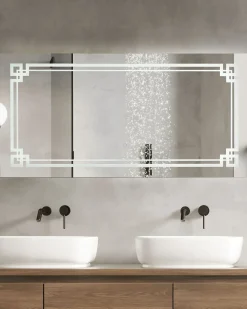 Specchio da bagno con luce LED AVRANCHES 120 cm 60 cm Argento