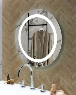 Specchio da bagno con luce LED SELUNE 58 cm 58 cm Argento