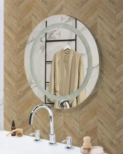 Specchio da bagno con luce LED SELUNE 58 cm 58 cm Argento
