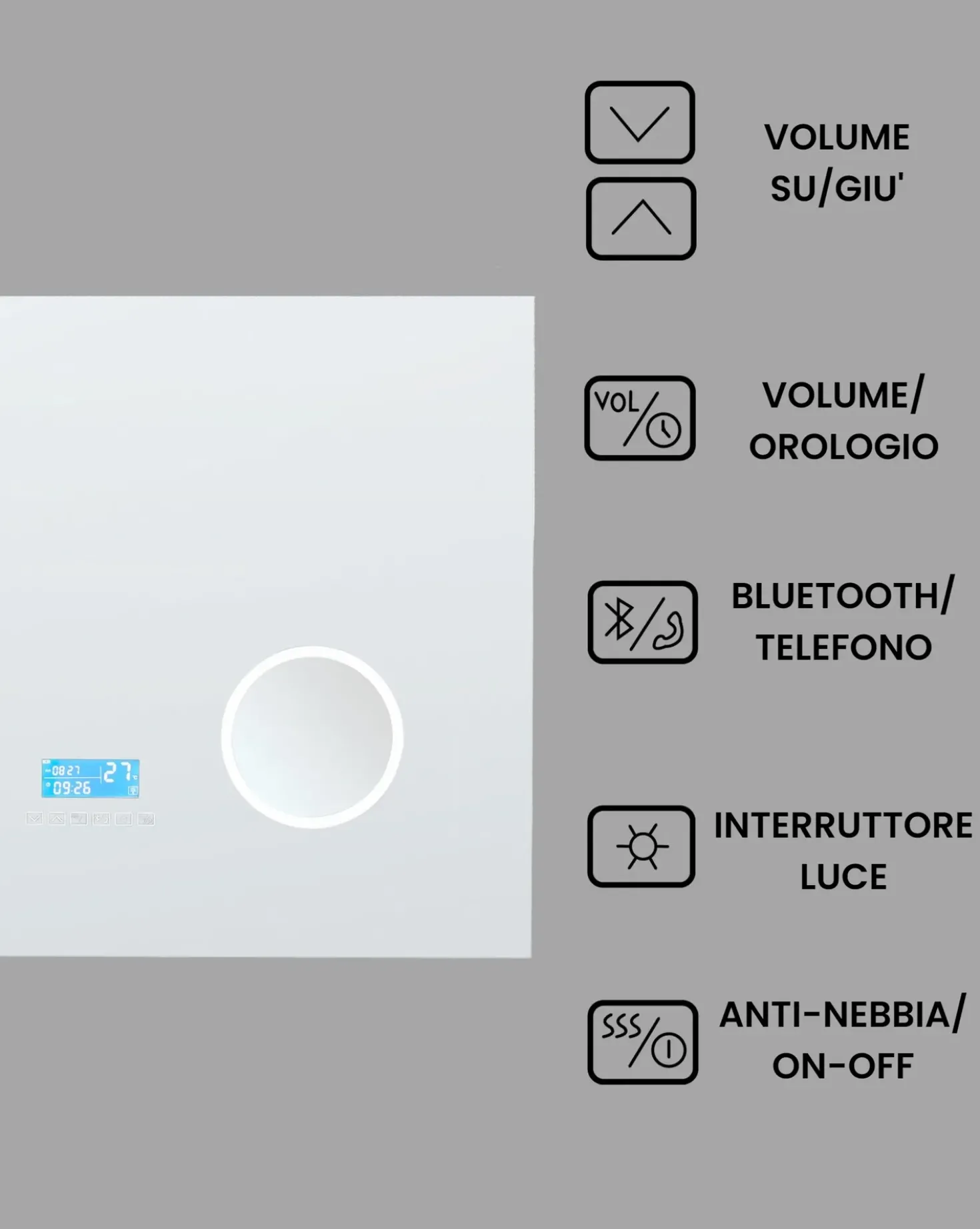 Specchio da bagno con luce LED MONTARON 80 cm 60 cm Argento