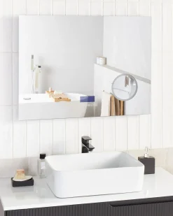 Specchio da bagno con luce LED MONTARON 80 cm 60 cm Argento