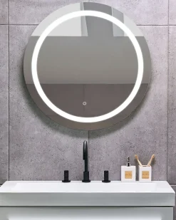 Specchio da bagno con luce LED COURSEULLES 79 cm 79 cm Argento
