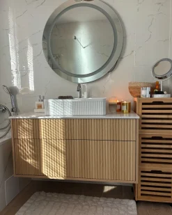 Specchio da bagno con luce LED COURSEULLES 79 cm 79 cm Argento