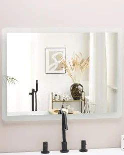 Specchio da bagno con luce LED CORROY 80 cm 60 cm Argento