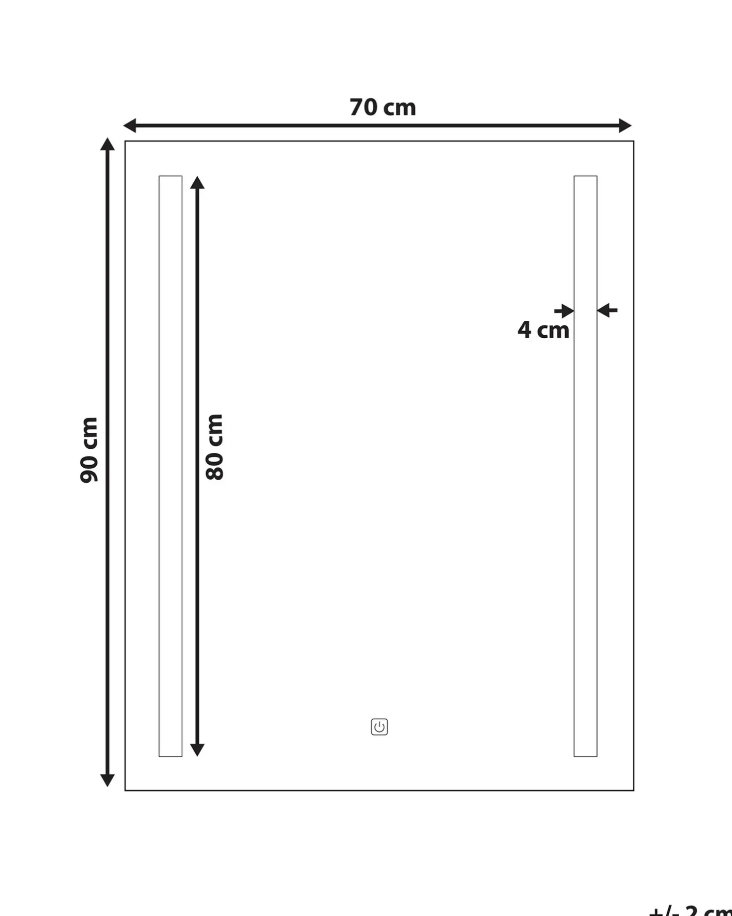 Specchio da bagno con luce LED MARTINET 70 cm 90 cm Argento