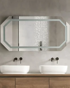 Specchio da bagno con luce LED LOCMARIAQUER 120 cm 60 cm Argento