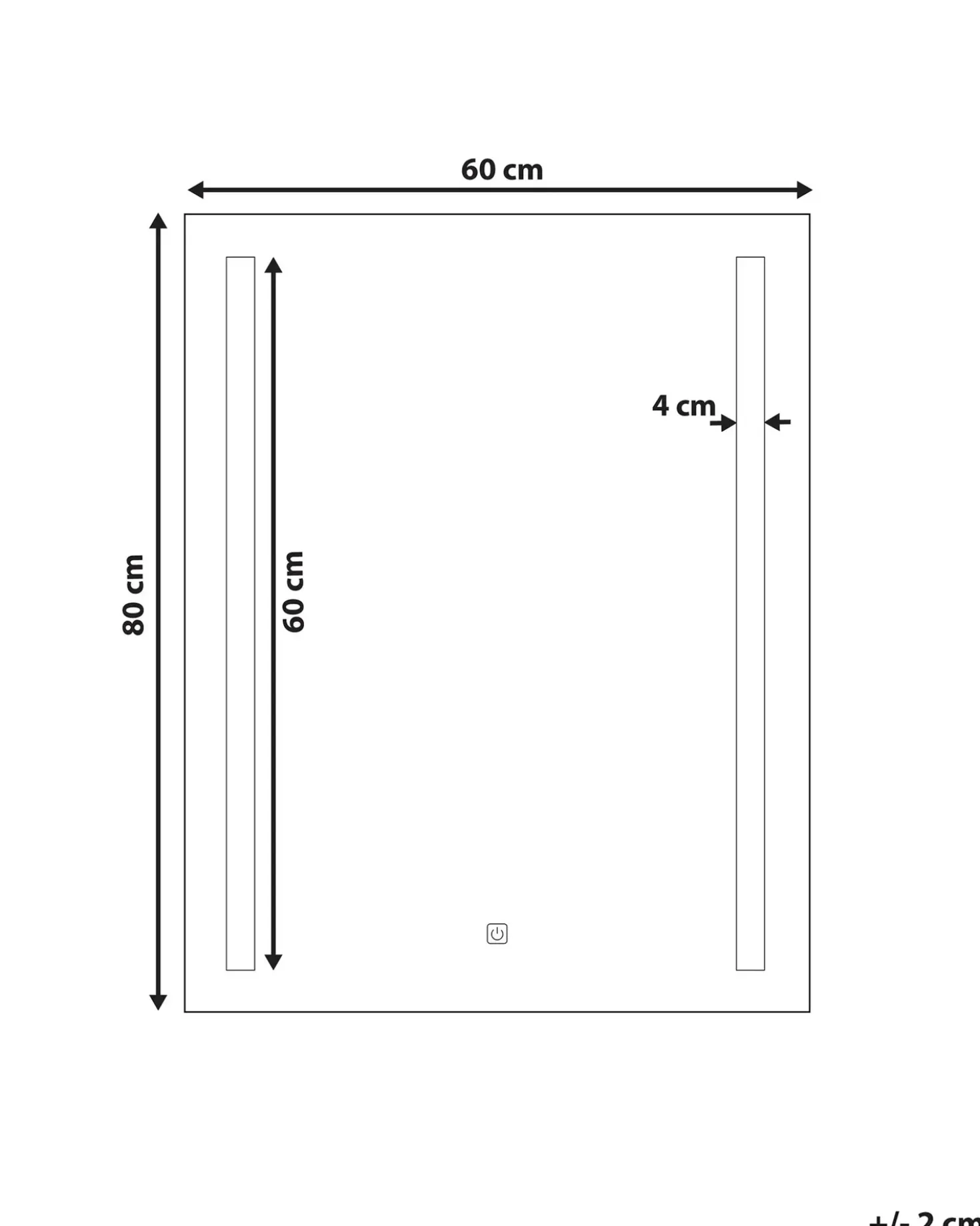 Specchio da bagno con luce LED MARTINET 60 cm 80 cm Argento