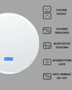 Specchio da bagno con luce LED TANAY 60 cm 60 cm con altoparlante Bluetooth integrato Argento