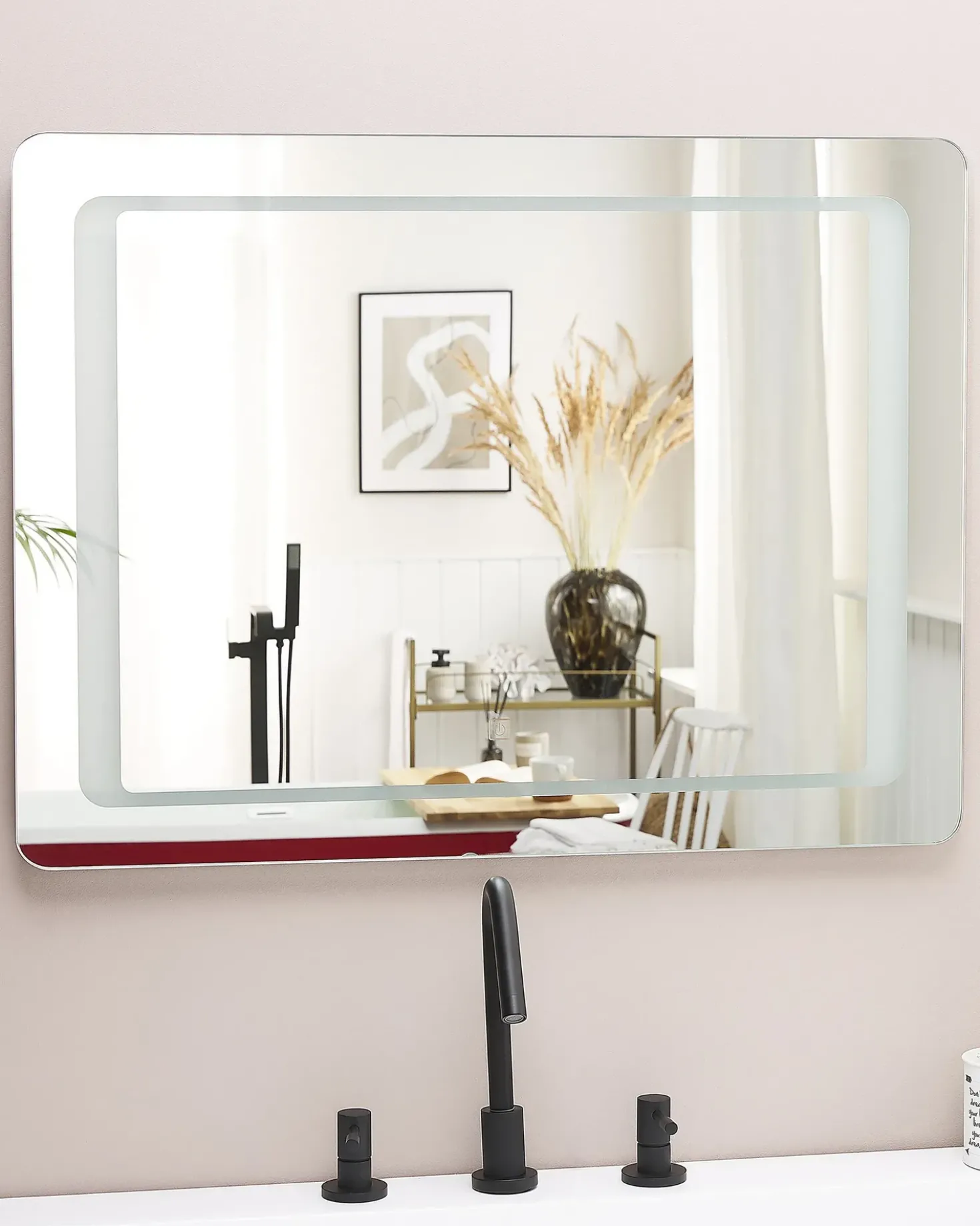 Specchio da bagno con luce LED WASSY 80 cm 60 cm Argento