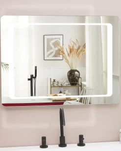 Specchio da bagno con luce LED WASSY 80 cm 60 cm Argento
