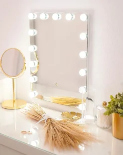 Specchio da bagno con luce LED LUCENAY 40 cm 50 cm Argento