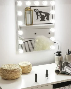 Specchio da bagno con luce LED LUCENAY 40 cm 50 cm Argento