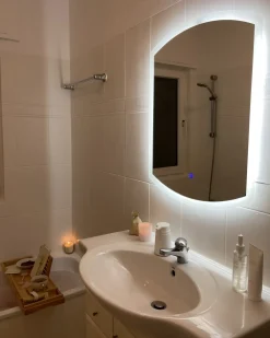Specchio da bagno con luce LED BEZIERS 60 cm 78 cm Argento