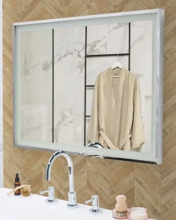 Specchio da bagno con luce LED ARGENS 80 cm 60 cm Argento