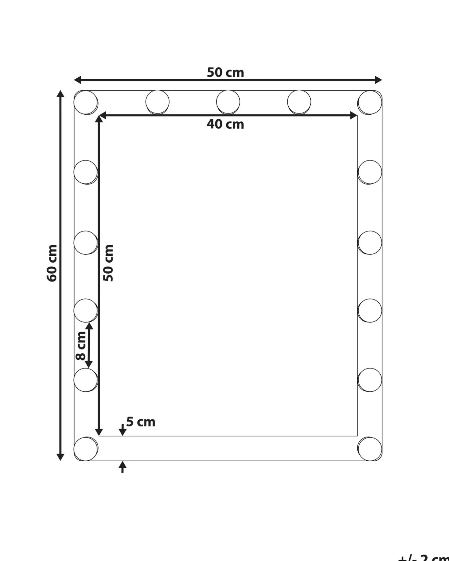 Specchio da bagno con luce LED ODENAS 50 cm 60 cm Nero