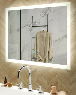 Specchio da bagno con luce LED ADOUR 80 cm 60 cm Argento
