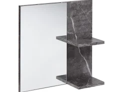 Specchio da parete con ripiano PELOTAS 45 cm 45 cm Marmo/Nero